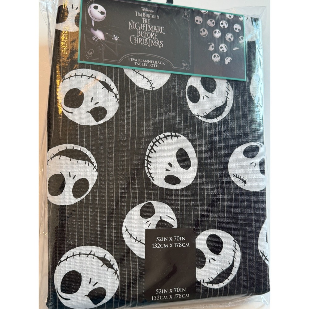 Disney The Nightmare Before Christmas Flannelback PEVA Tablecloth Jack 52" x 70"